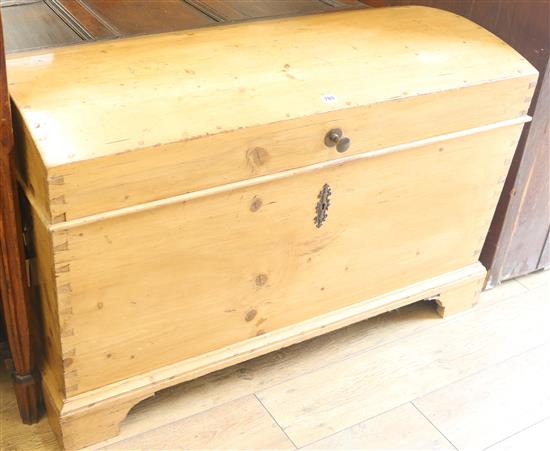 A 19th century Dutch pine dome-topped blanket chest, W.117cm